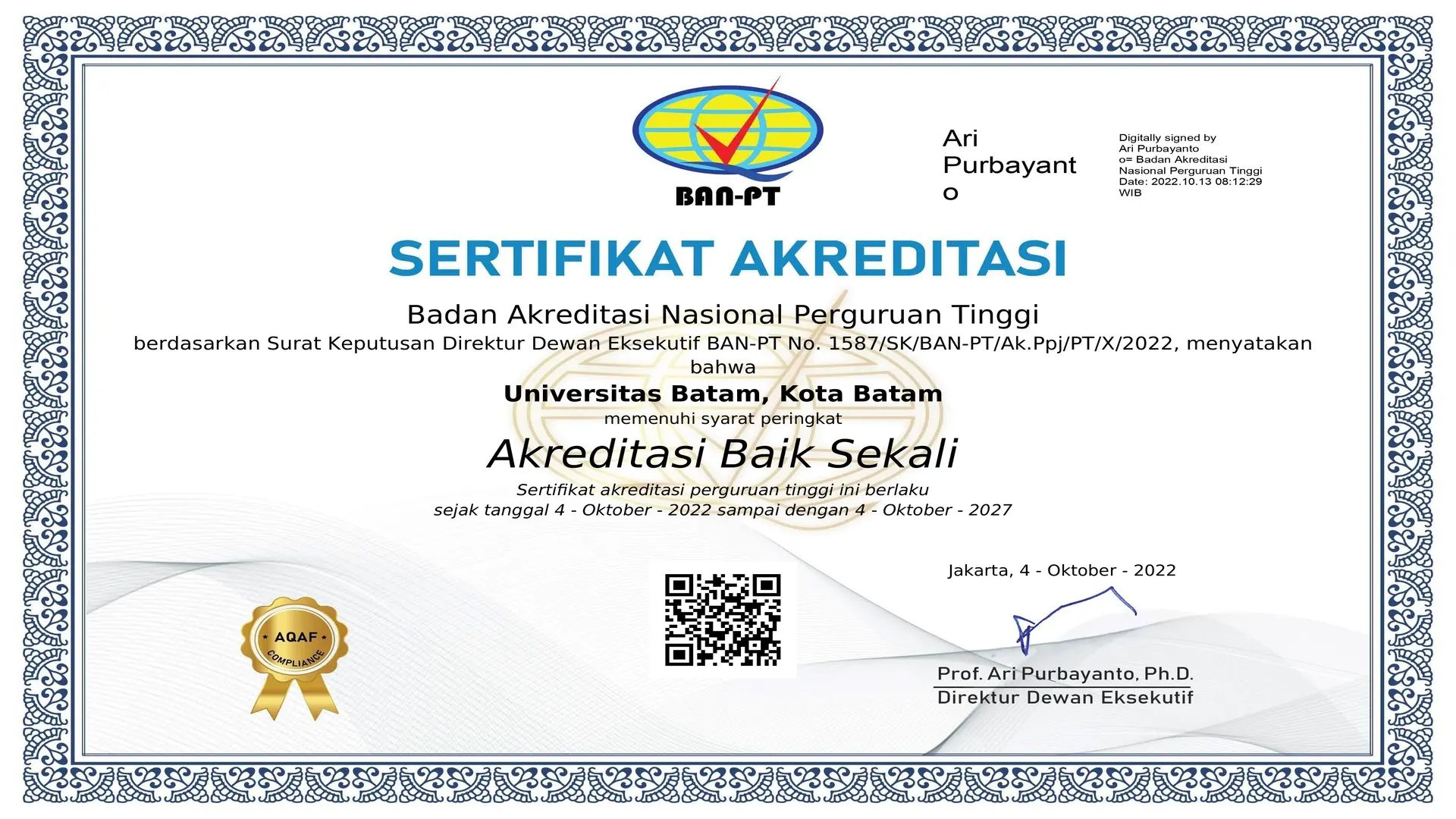 Akreditasi BAN-PT Baik Sekali